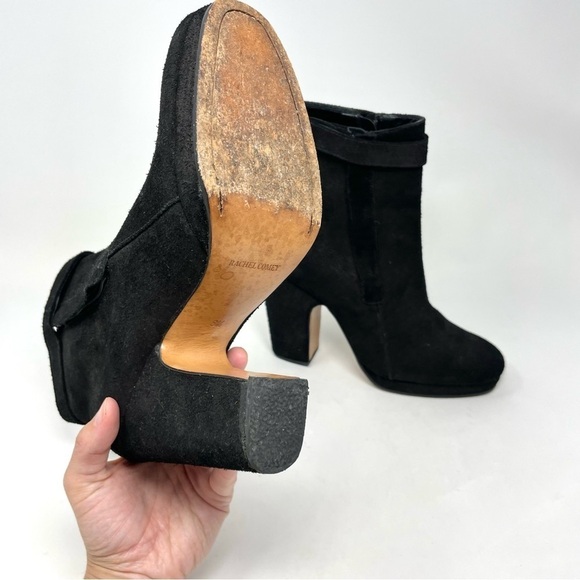 Rachel Comey Burnished Black Suede Chunky Heeled Ankle Boots Size 8.5 - Picture 6 of 8